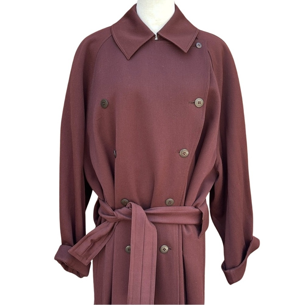 Azzedine Alaïa 1987 Rare Vintage Oversized Belted Wool Coat Brown/Purple - Picture 5 of 13